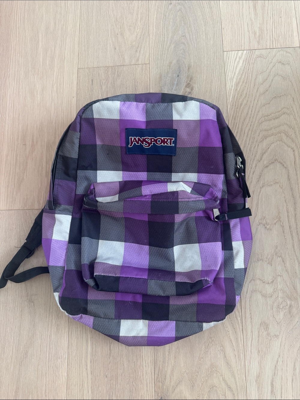 Jansport Purple and Gray Plaid Backpack